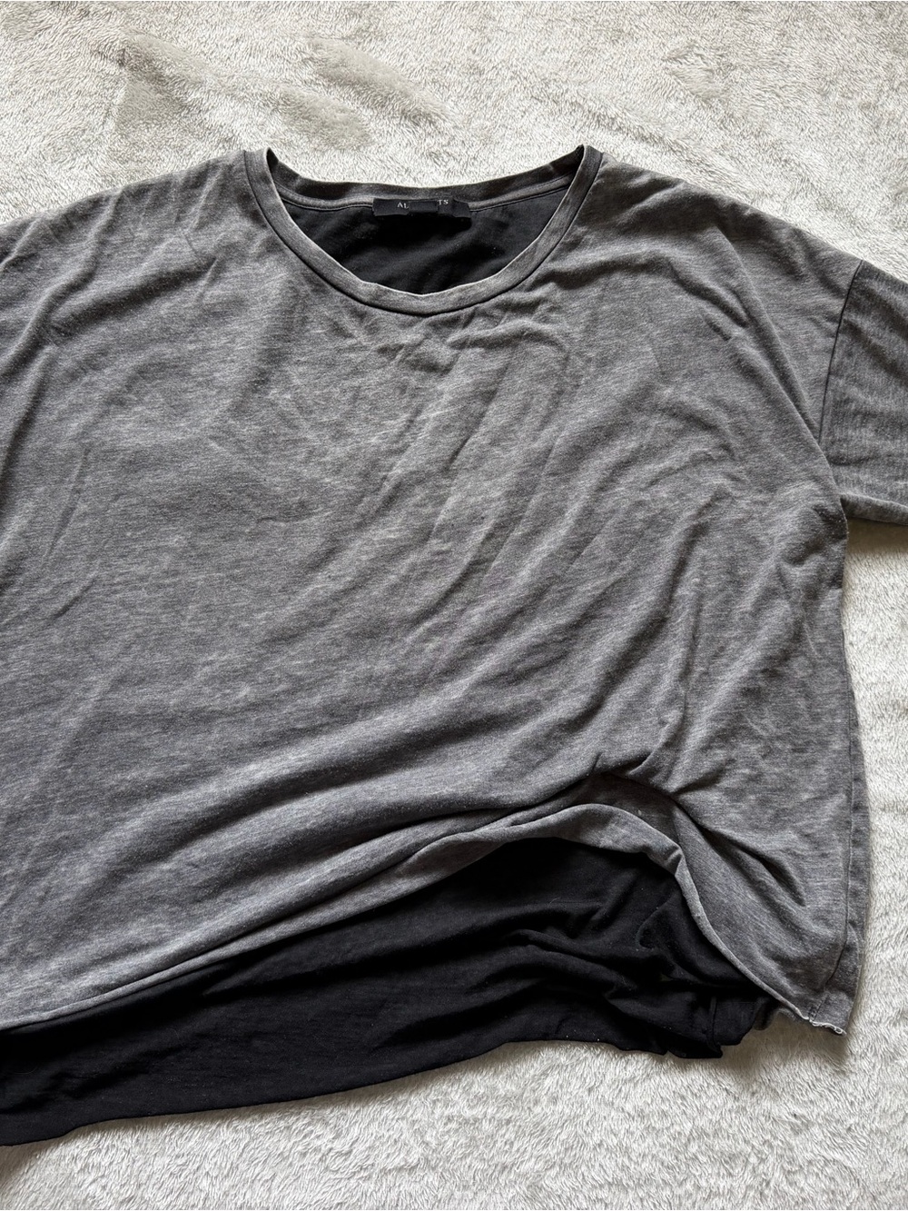 All Saints Two-Tone Gray Short-Sleeve Layered Tee